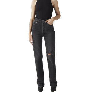 NWT Levis Ribcage Straight full length black high rise jeans in broken sunset 29